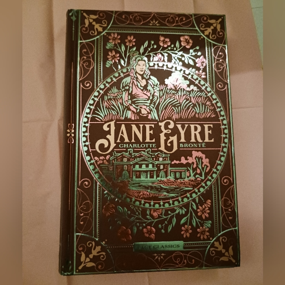 Jane Eyre Decorative Hardcover — Green & Rose Foil Design